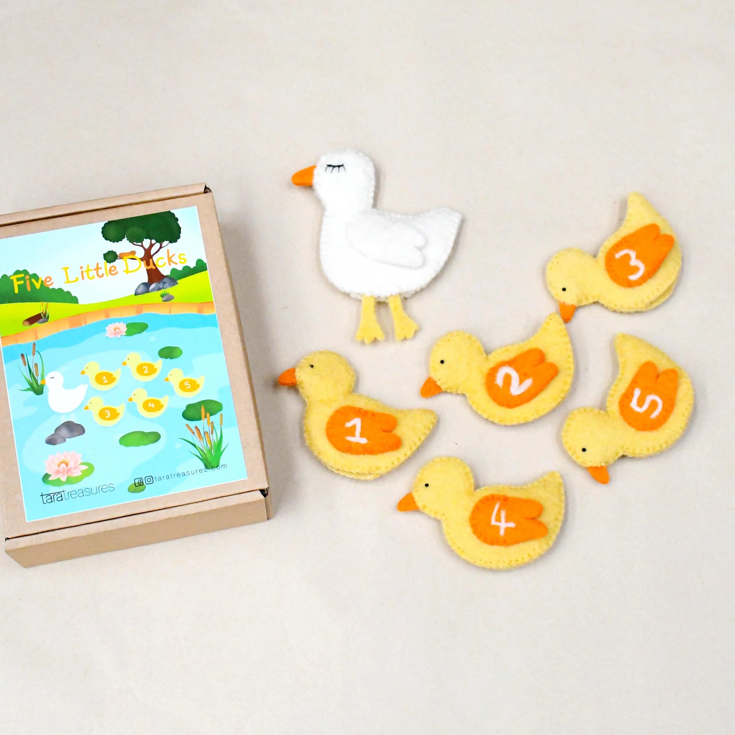 five little ducks finger puppet set