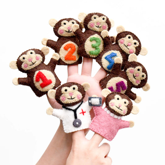 five little monkeys finger puppet set