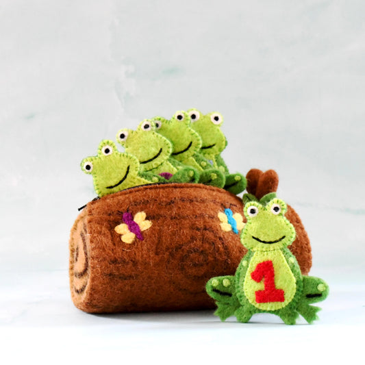 five little speckled frogs finger puppet set